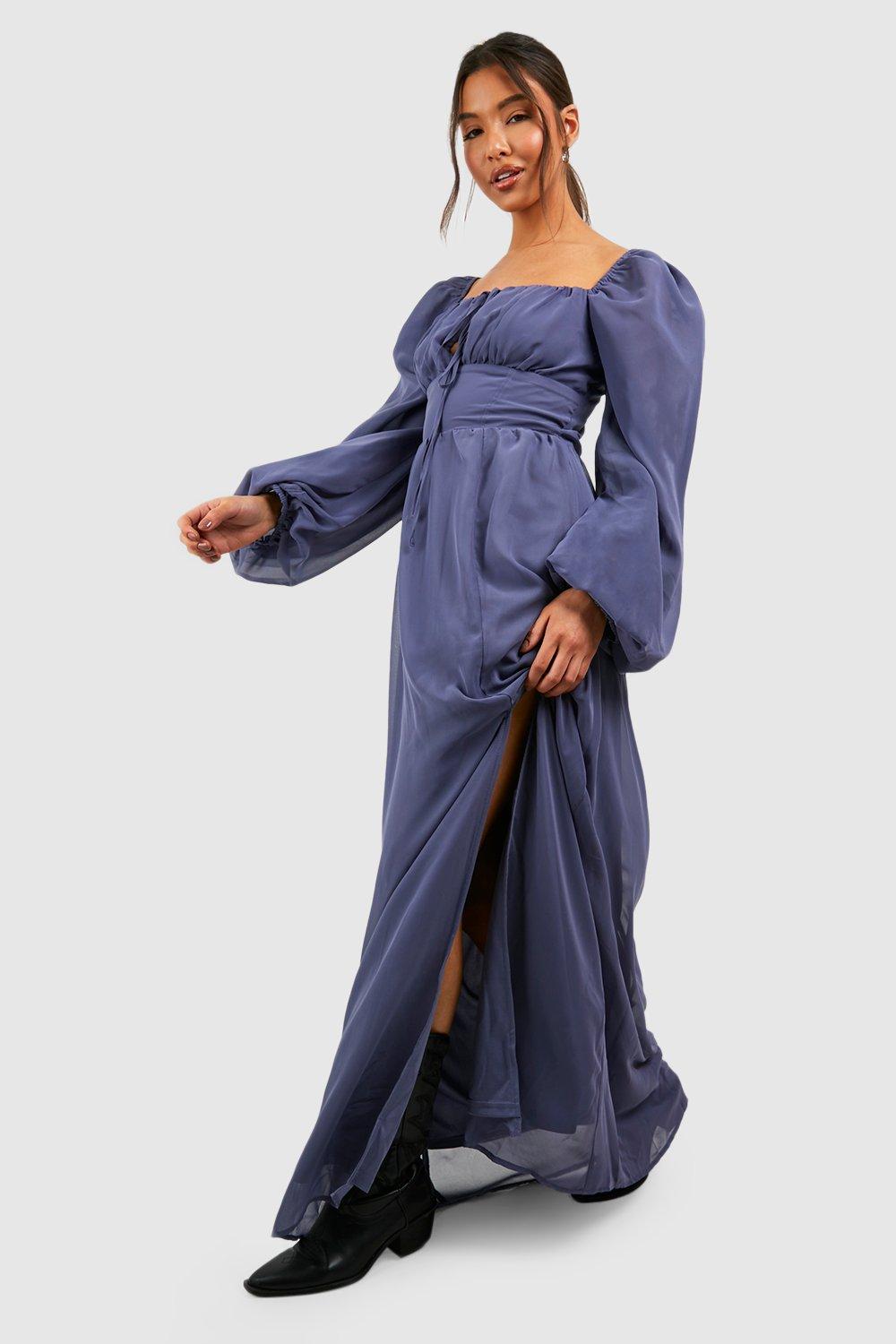 Blue milkmaid dress sales